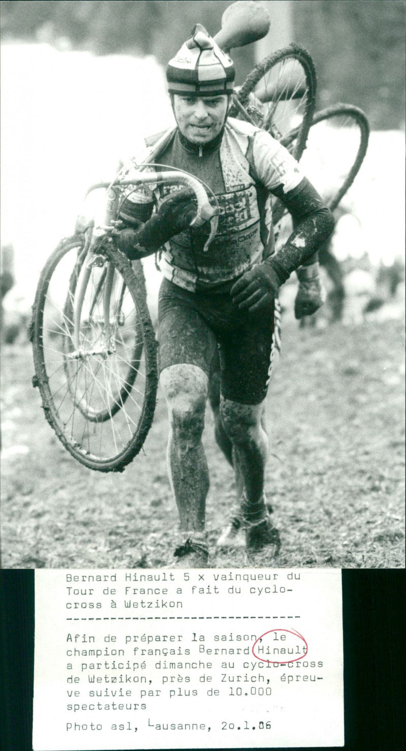 Bernard Hinault 5x Winner of the Tour de France Cyclo- Cross at Wetzikon - Vintage Photograph