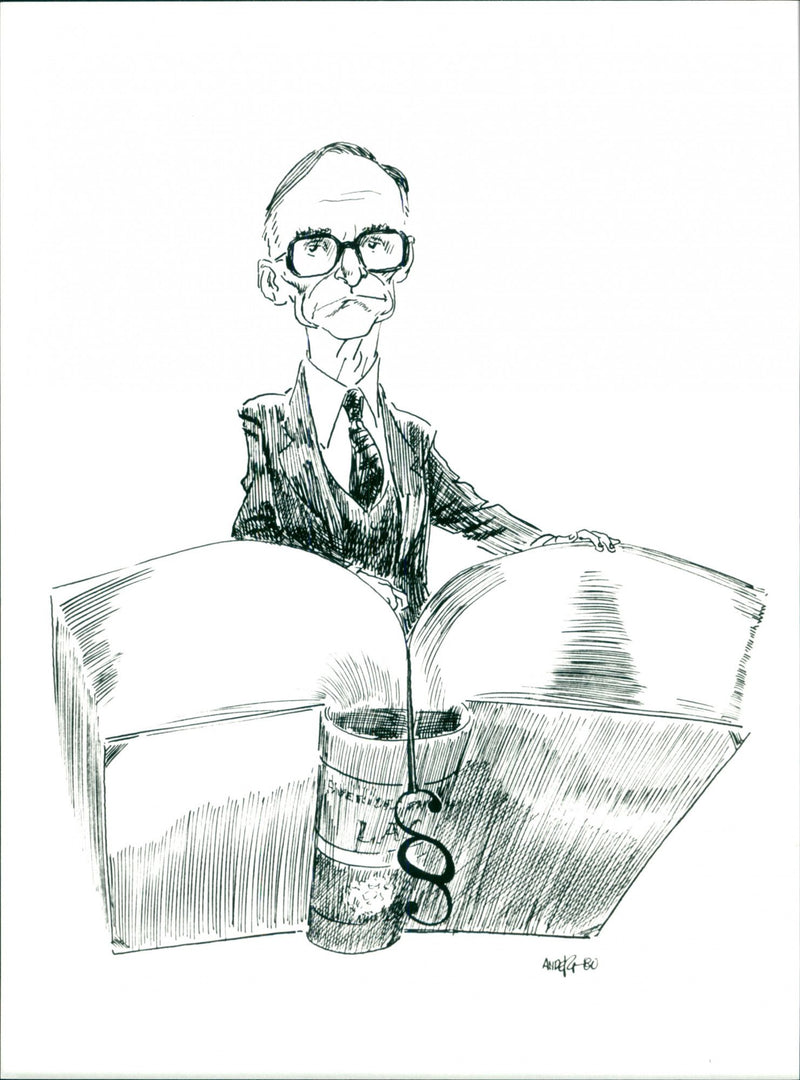 A cartoon of Swedish politician Håkan Winberg - Vintage Photograph