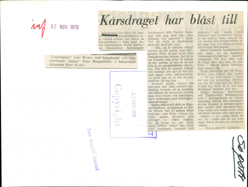 Karsdraget, Autumn Concert - Vintage Photograph