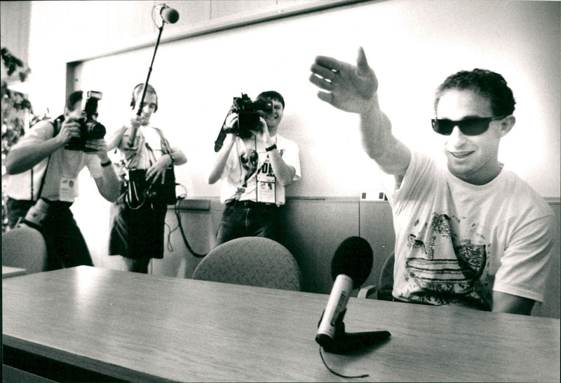 Jean-Pierre Papin is interviewed - Vintage Photograph