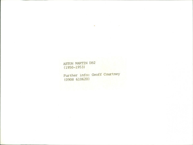Aston Martin DB2 - Vintage Photograph