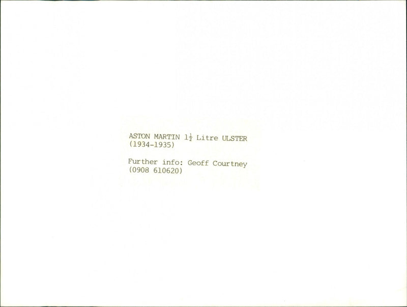 Aston Martin 1.5L Ulster (1934-1935) - Vintage Photograph