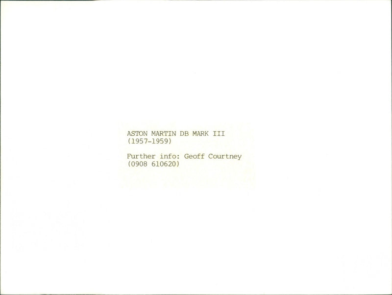 Aston Martin DB Mark III - Vintage Photograph
