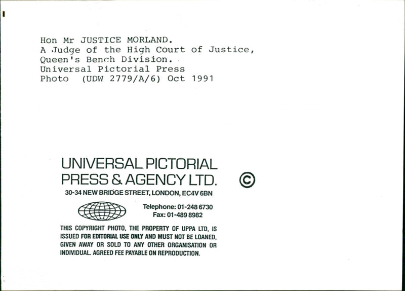 Hon. Mr. Justice Morland - Vintage Photograph