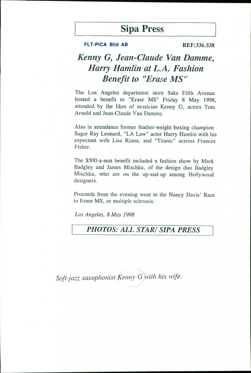 American Musician and Saxophonist Kenny G with His Wife - Vintage Photograph