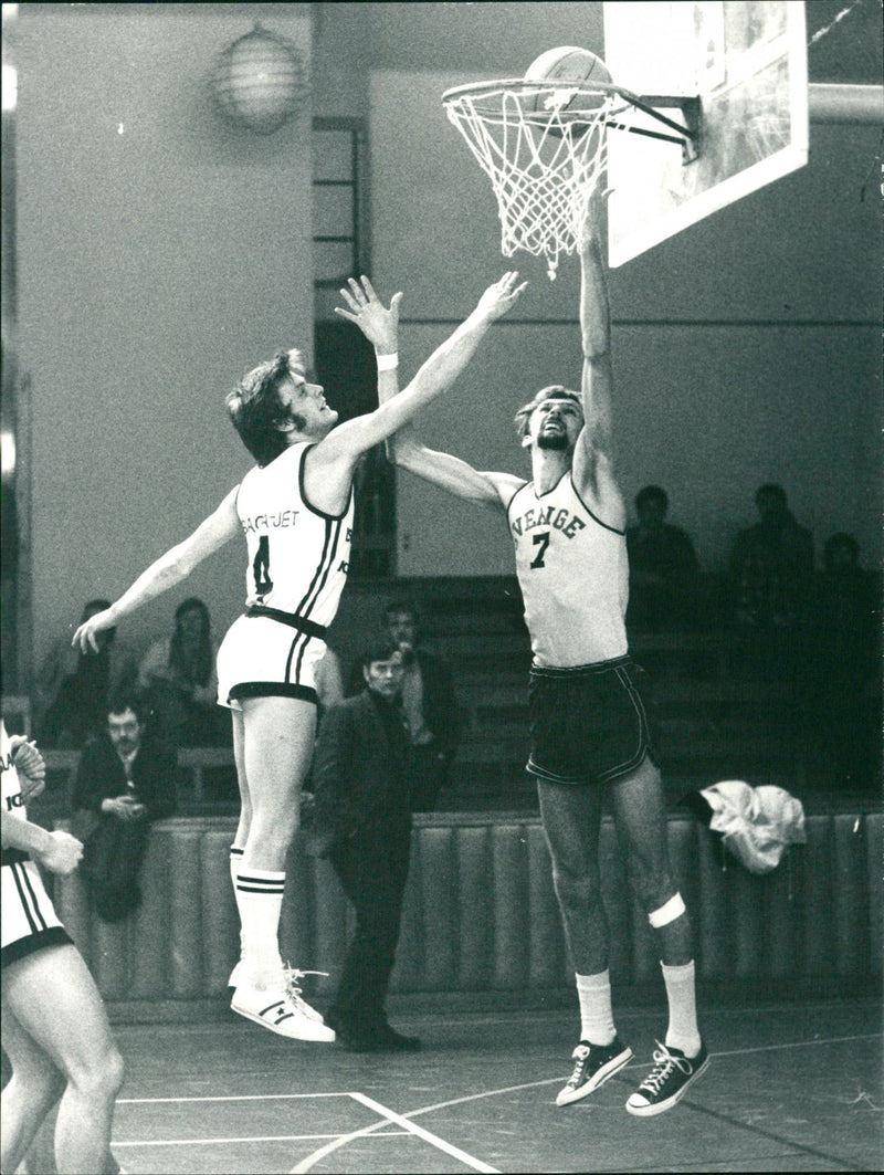 Basketball player wearing jersey number 4 and 7. - Vintage Photograph