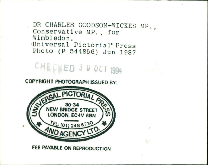 Dr. Charles Goodson-Wickes - Vintage Photograph