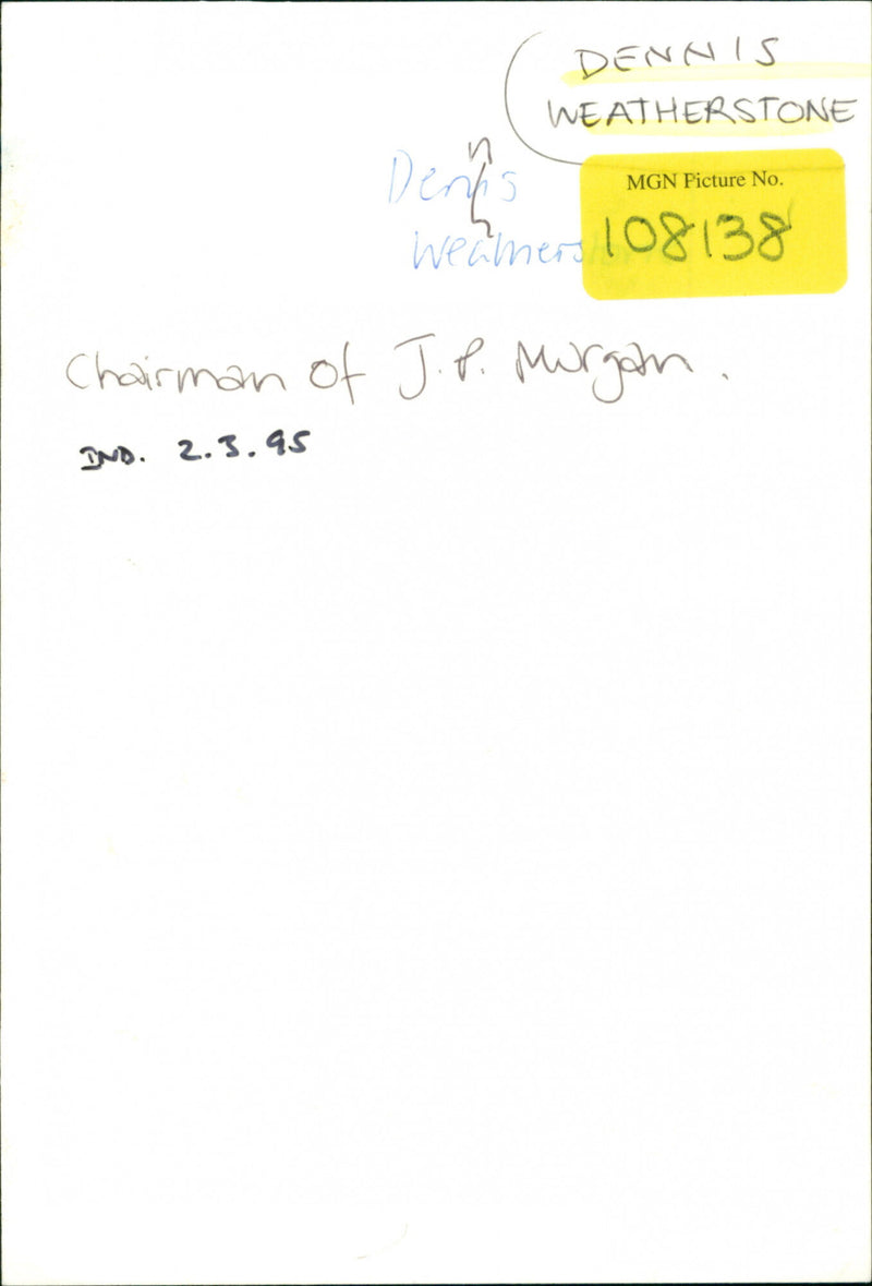 Dennis Weatherstone - Vintage Photograph