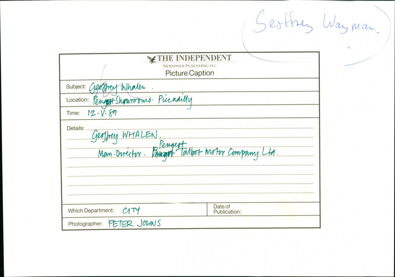 Geoffrey Wayman - Vintage Photograph