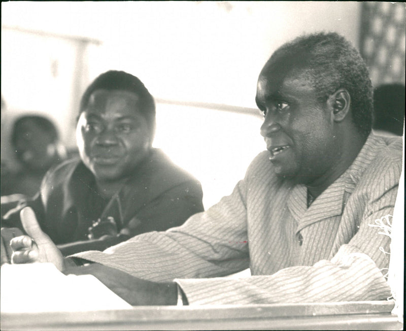 President Kaunda takes a short trip on the Chinese train after the official opening ceremony at Kapiri Mposhi. - Vintage Photograph