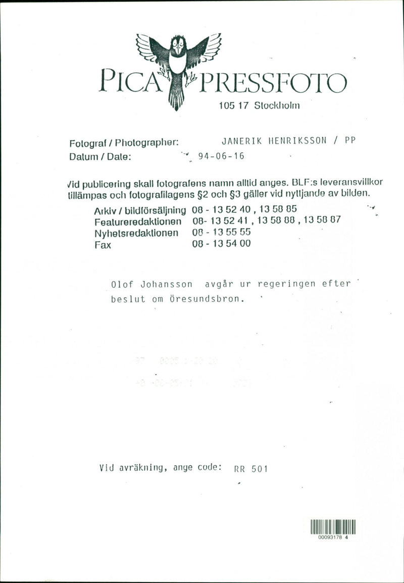 Olof Johansson, Politician - Vintage Photograph