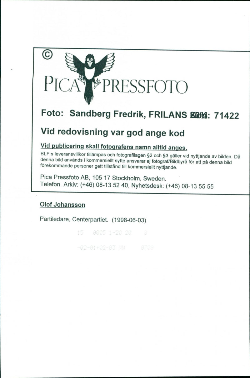 Olof Johansson, Politician - Vintage Photograph