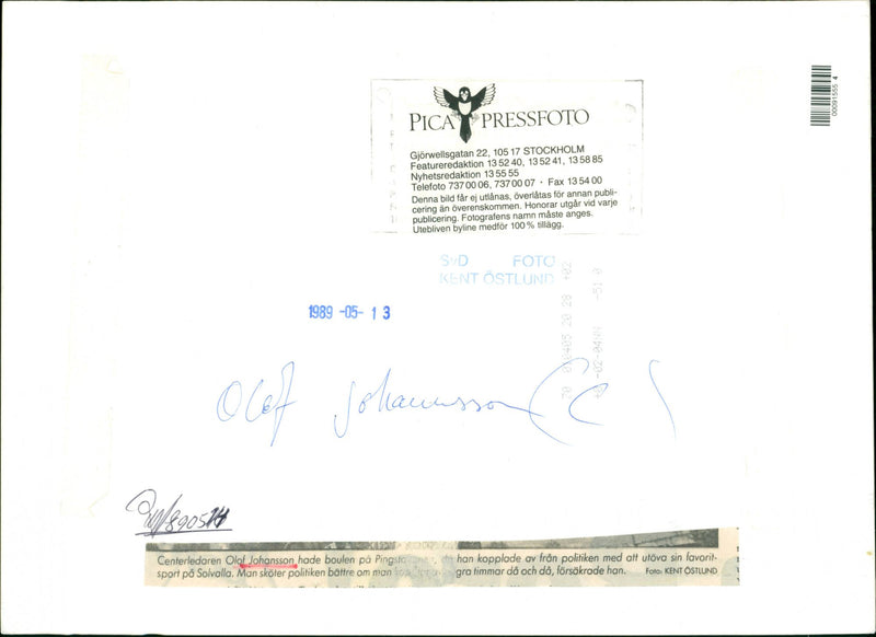 Olof Johansson, Politician - Vintage Photograph