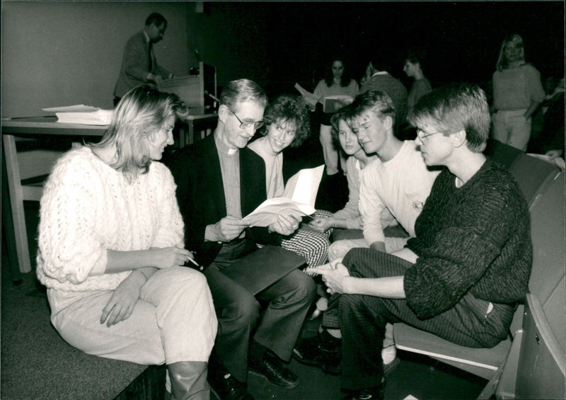 Bishop Krister Stendahl with youths - Vintage Photograph