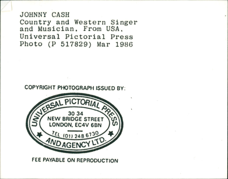 Country artist Johnny Cash - Vintage Photograph