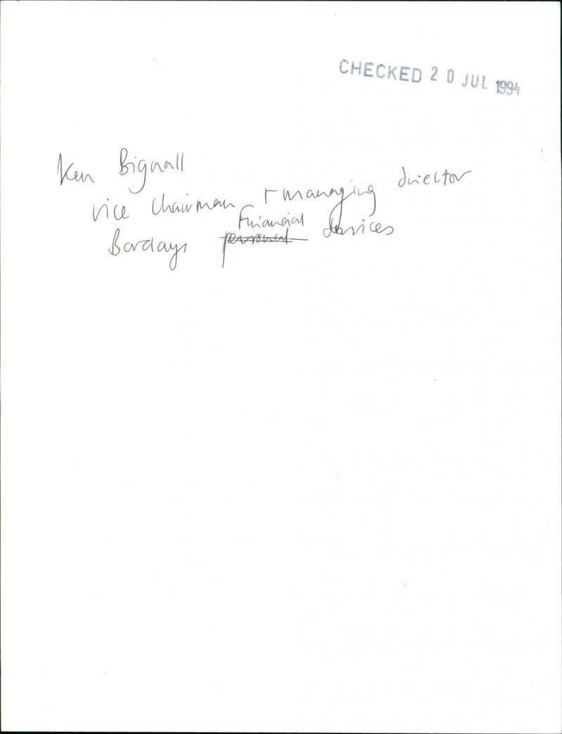 Ken Bignall - Vintage Photograph