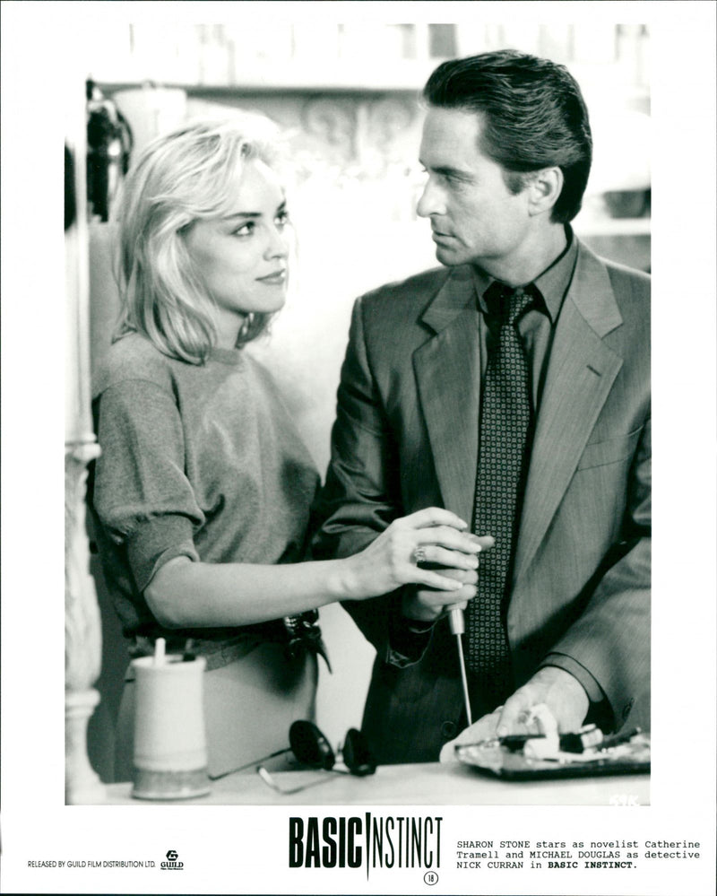 Sharon Stone and Michael Douglas in "Basic Instinct" - Vintage Photograph