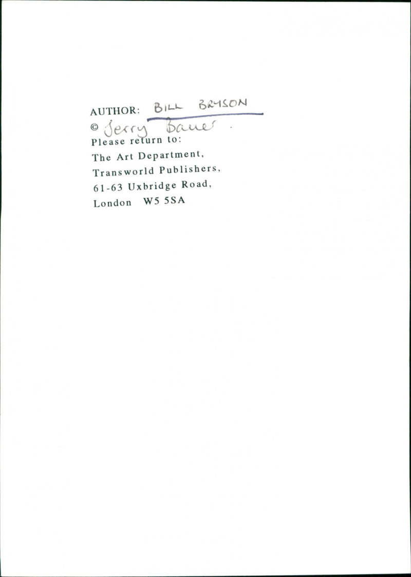 Bill Bryson - Vintage Photograph