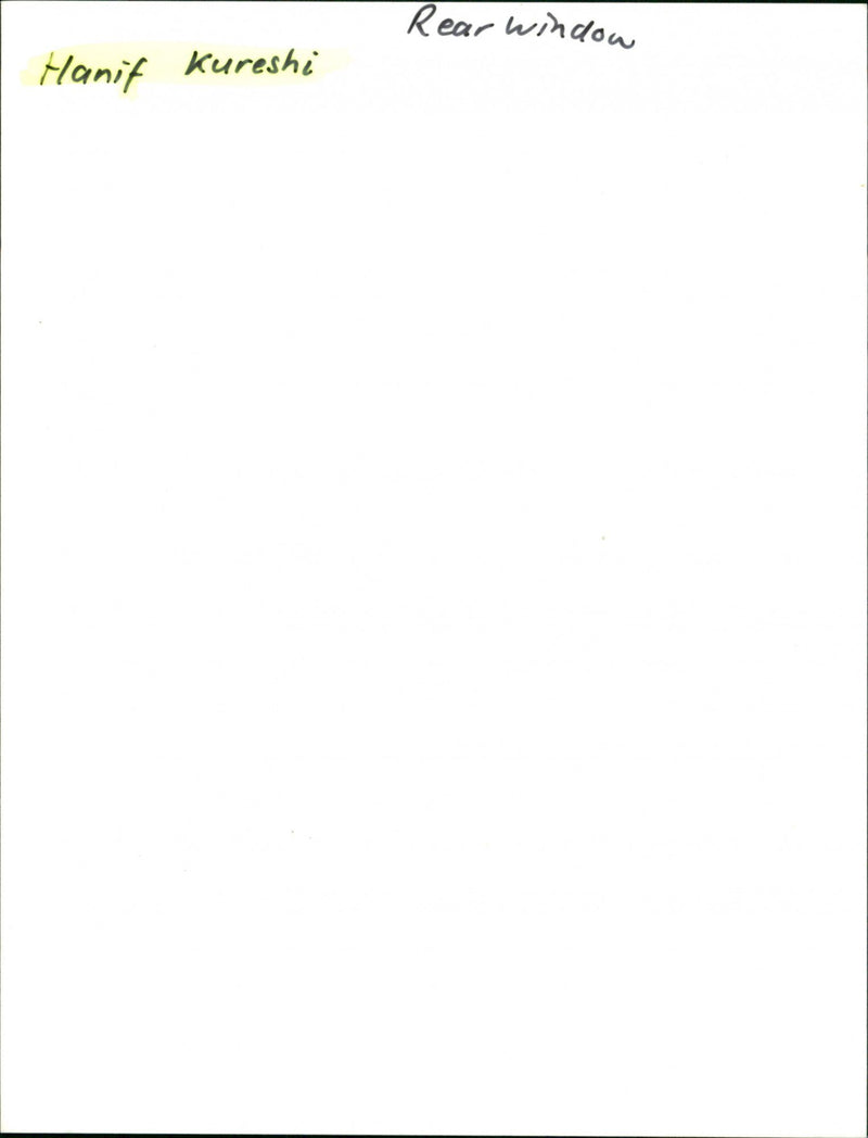 Hanif Kureishi, Rear Window - Vintage Photograph