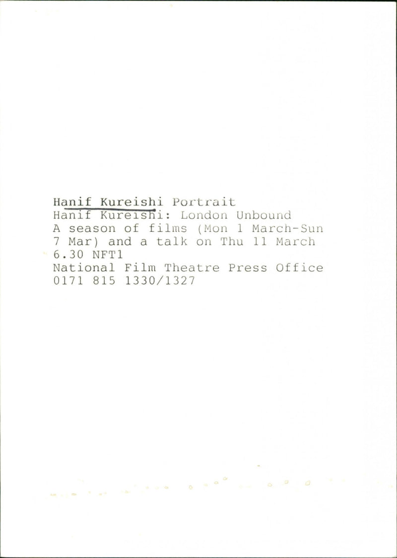 Hanif Kureishi - Vintage Photograph