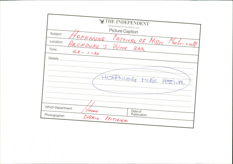 Hoffnung Music Festival - Vintage Photograph