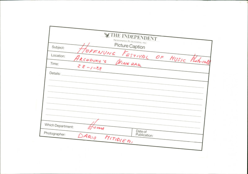 Hoffnung Music Festival - Vintage Photograph