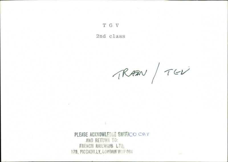 T G V 2nd class - Vintage Photograph