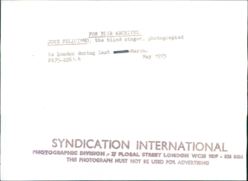 Blind musician Jose Feliciano in London - Vintage Photograph