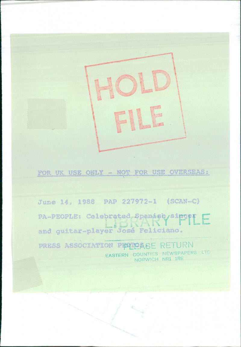 Blind musician Jose Feliciano - Vintage Photograph