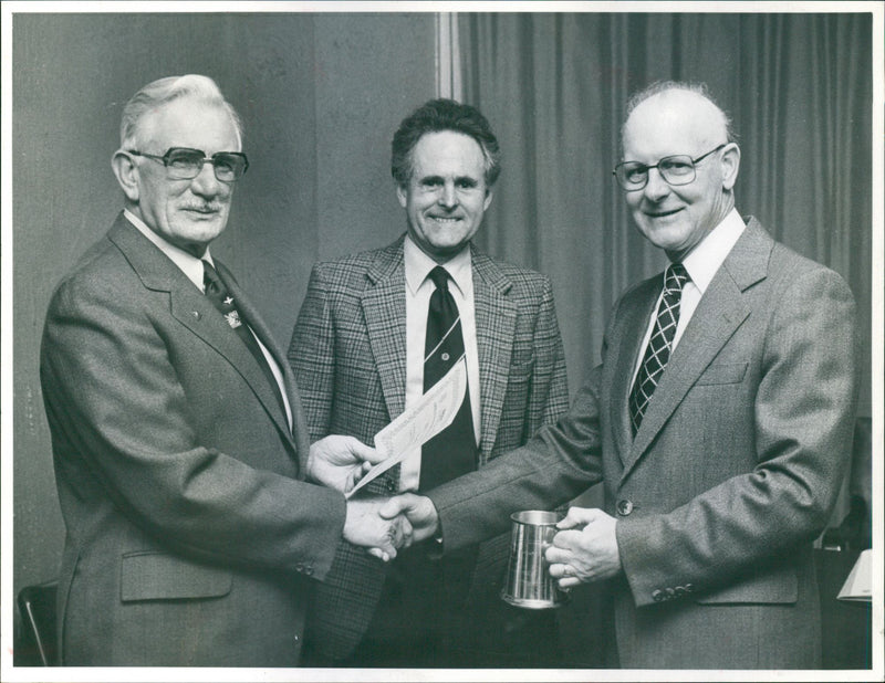 Roy Larkins holding the tankard - Vintage Photograph