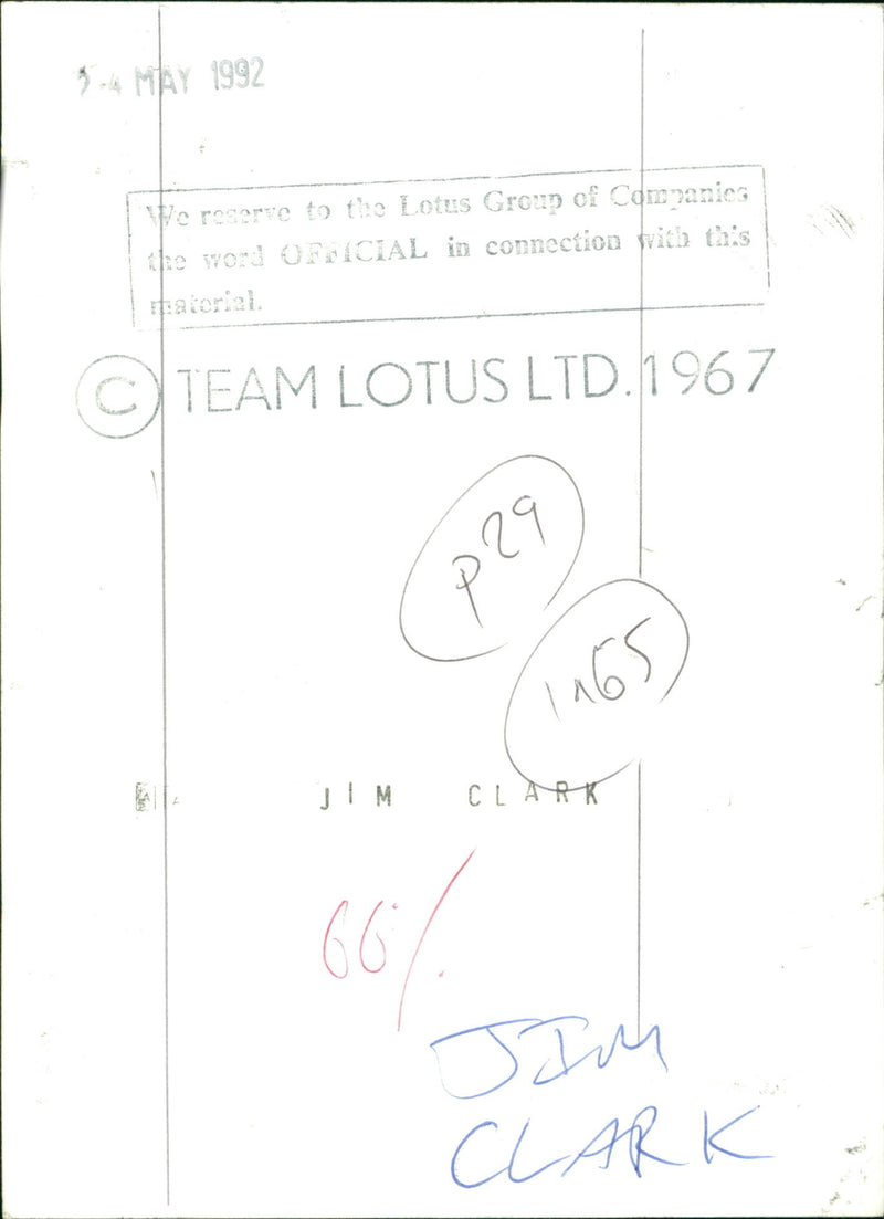 Jim Clark - Vintage Photograph