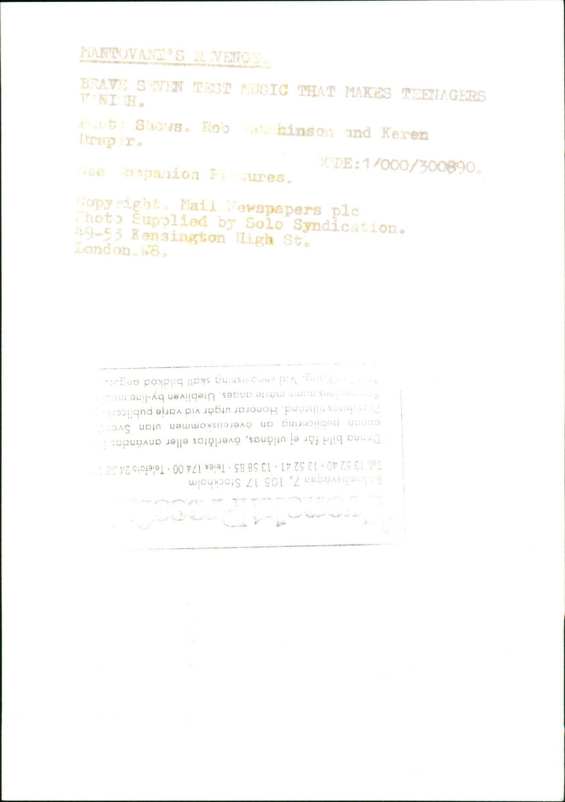 CNNAN DISCLOSED INDICATED IMAGE TEL EACH DRAPRT HEIN BENSINGTON EQUAL MUSIC - Vintage Photograph