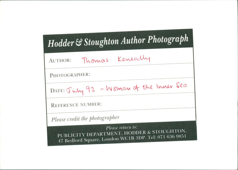 Thomas Keneally - Vintage Photograph