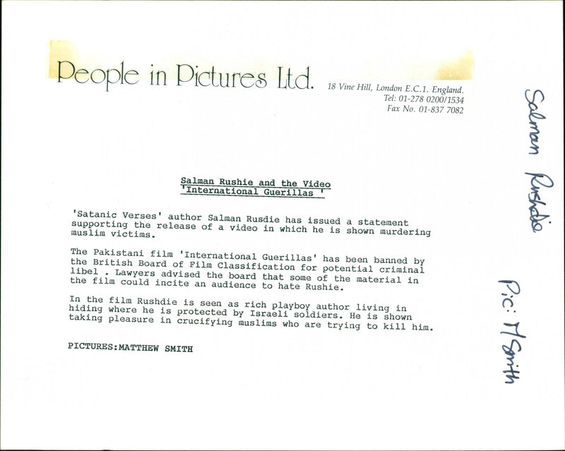 Salman Rushdie - Vintage Photograph