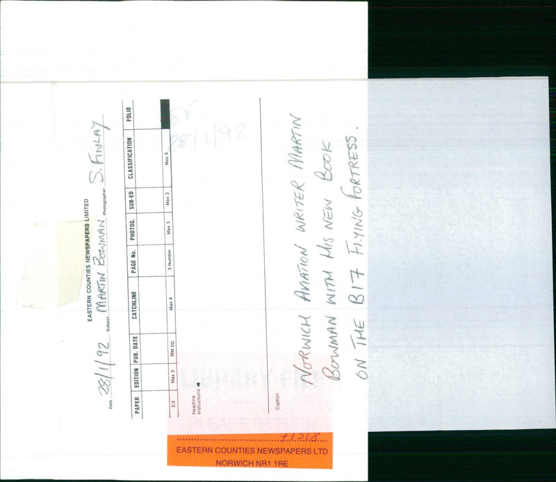 1992 FINLAY WRITER - Vintage Photograph