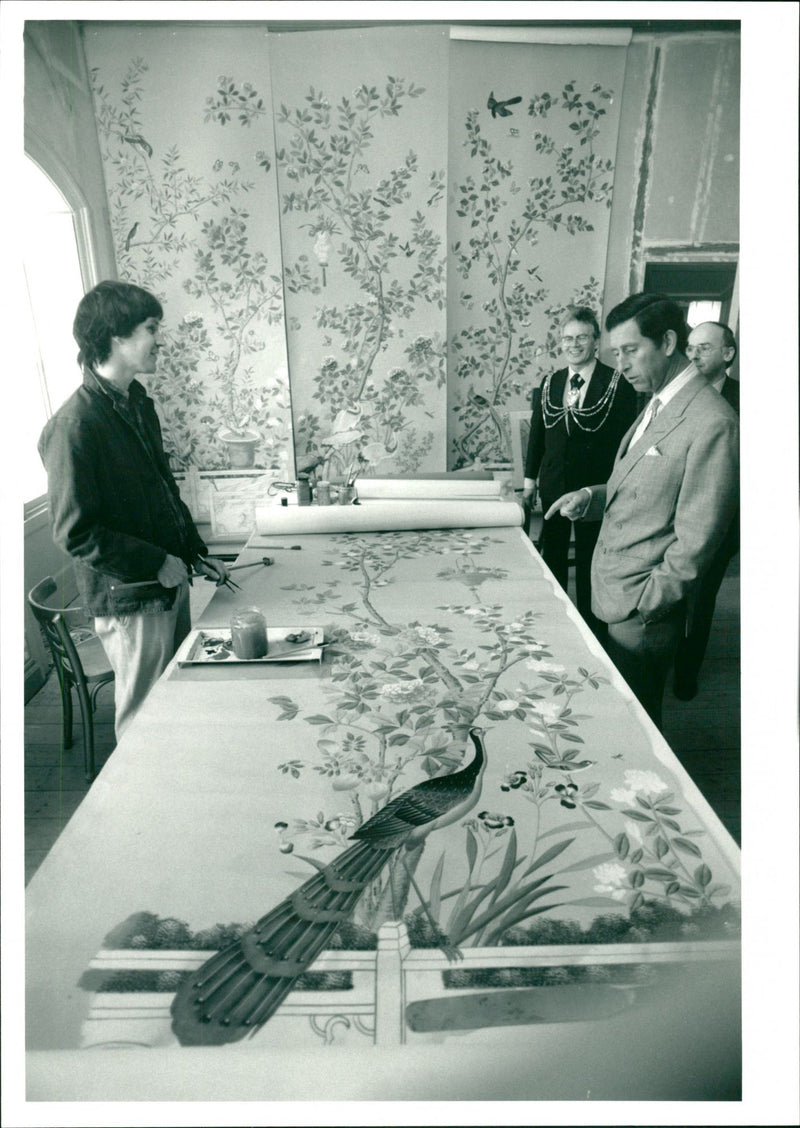 Prince Charles Looking at a Mural - Vintage Photograph