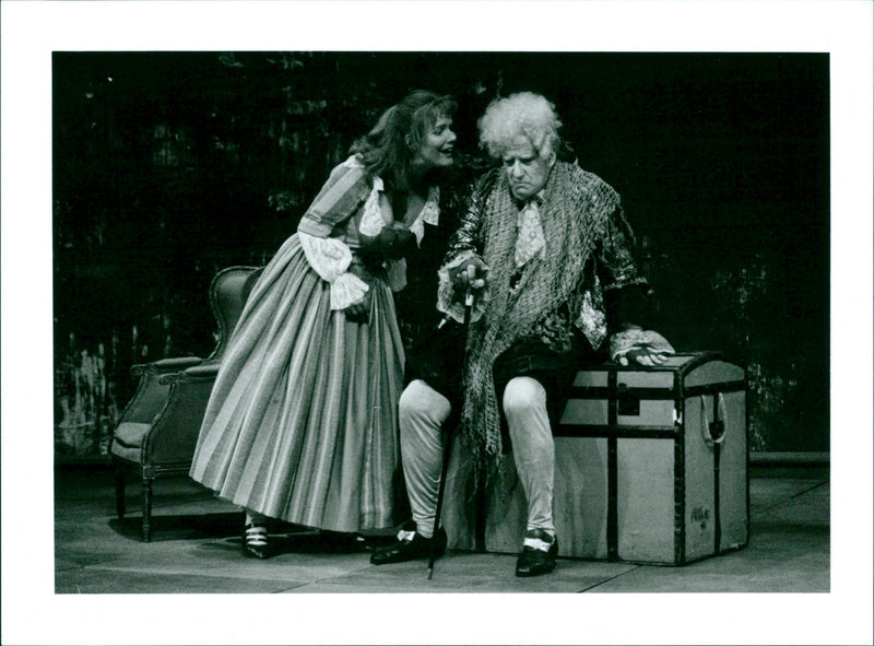 Beaumarchais or Figaro's birth, premiering at Upsala City Theater. Bia FranzÃ©n as Michele and Tommy Nilson as Duke de Richelieu - Vintage Photograph