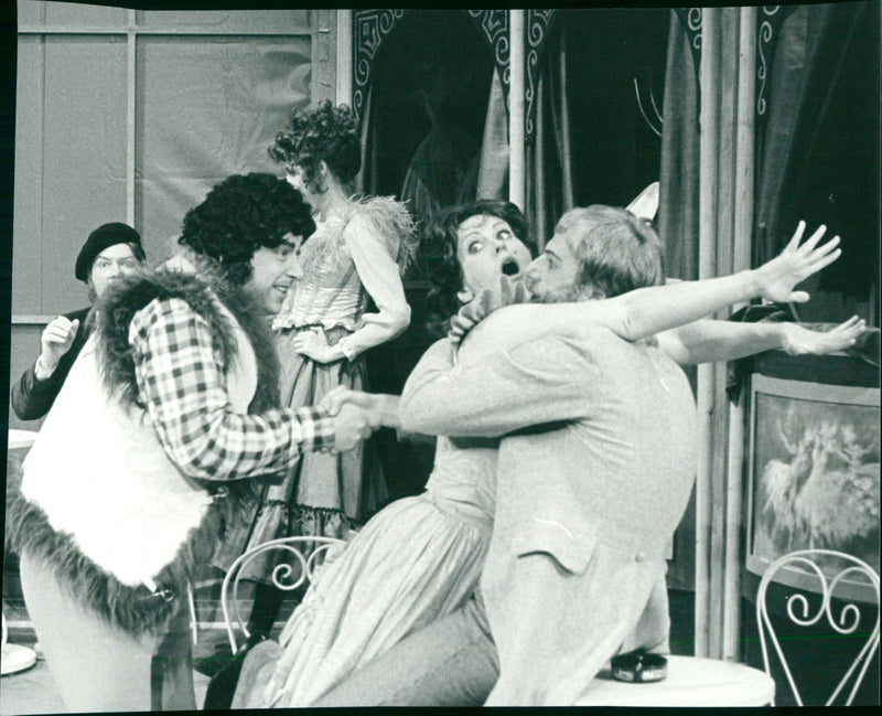 A stage from "Can-Can" as VÃ¤rmlands Musikteater performs in a short guest play on SÃ¶dran - Vintage Photograph