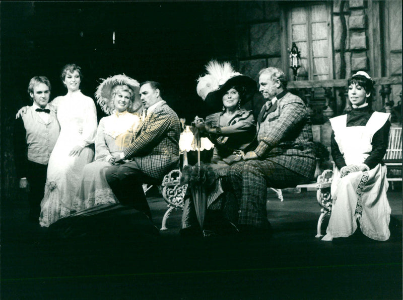 The cousin from Batavia at the Southern Theater. Lennart StregÃ¥rd, Susanne Larsson, Eva Serning, Rolf BjÃ¶rling, Berith Bohm, Anre TyrÃ©n and Pia Svorono - Vintage Photograph