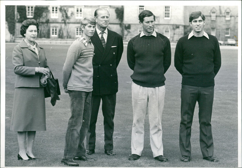 H.M. Queen, Prince Edward, Prince Philip, Prince Charles, and Prince Andrew - Vintage Photograph