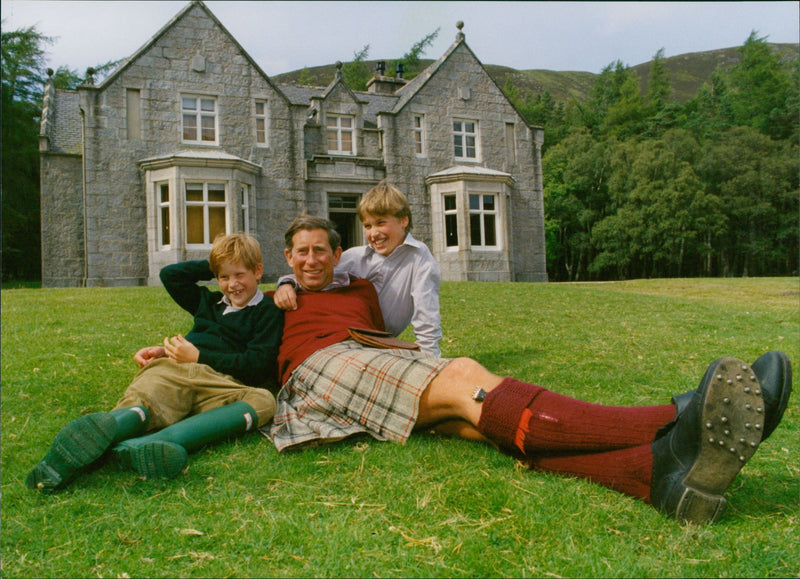 Prince Charles with sons Prince William and Prince Harry - Vintage Photograph