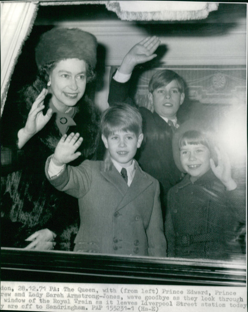 Prince Edward Windsor with Prince Andrew and Lady Sarah- Armstrong-Jones and Queen Elizabeth II - Vintage Photograph