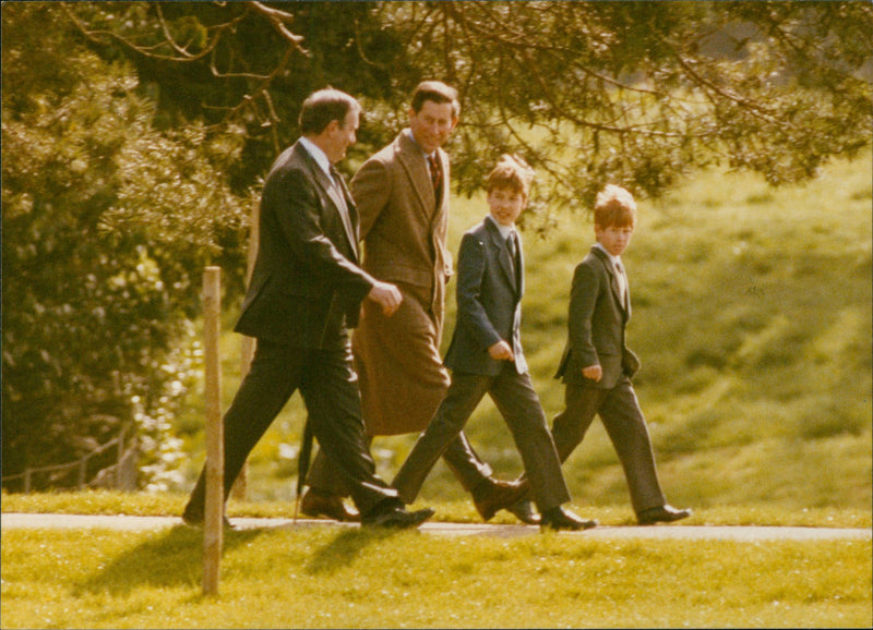 Charles, Prince of Wales with sons Prince William and Prince Harry - Vintage Photograph
