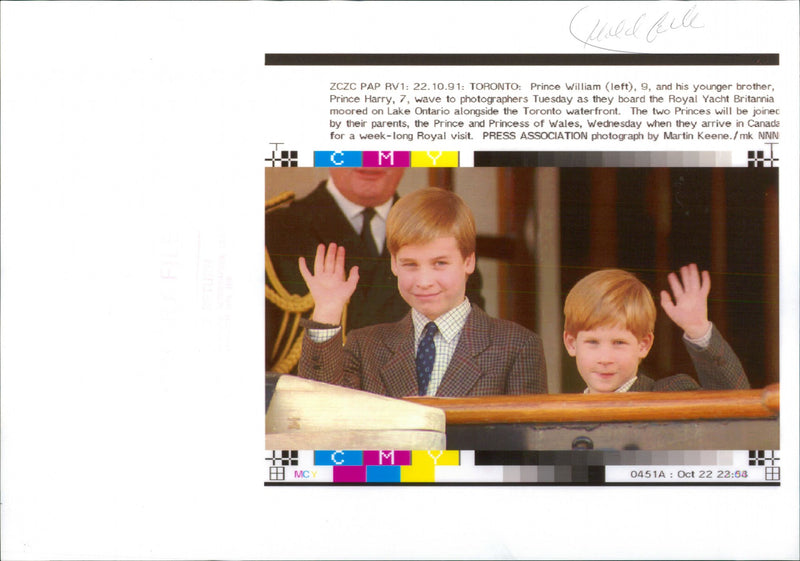 Prince William and Prince Harry aboard the Royal Yacht Britannia - Vintage Photograph