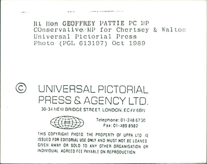 Geoffrey Pattie, CON - Vintage Photograph