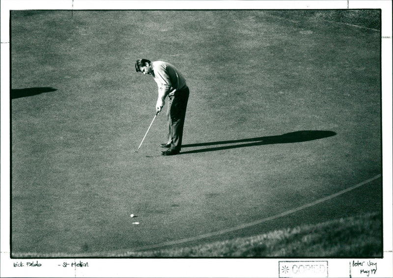 Golfer Nick Faldo at the Saint Mellion golf course. - Vintage Photograph