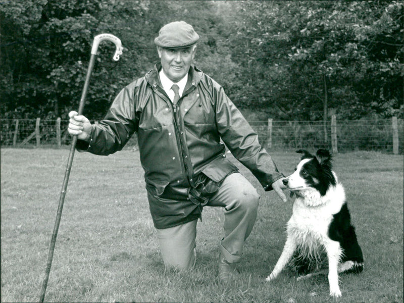 Ken Watson with Meg in BBC's One Man and His Dog - Vintage Photograph