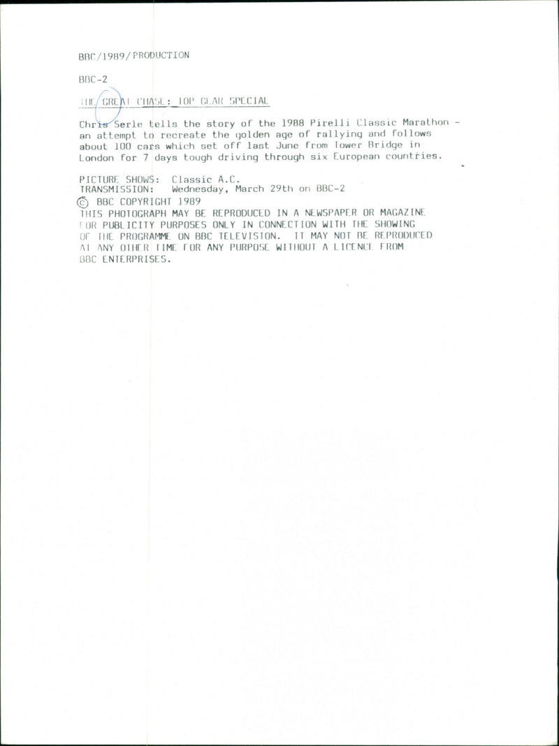 Classic A.C. in "The Great Chase" - Vintage Photograph