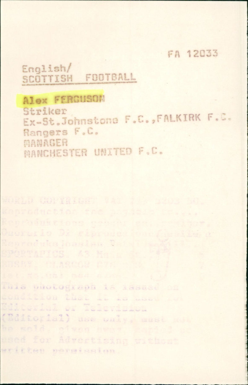 Alex Ferguson - Vintage Photograph