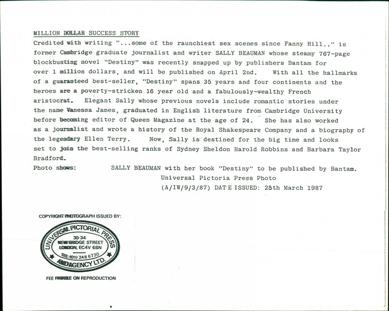 Sally Beauman - Vintage Photograph